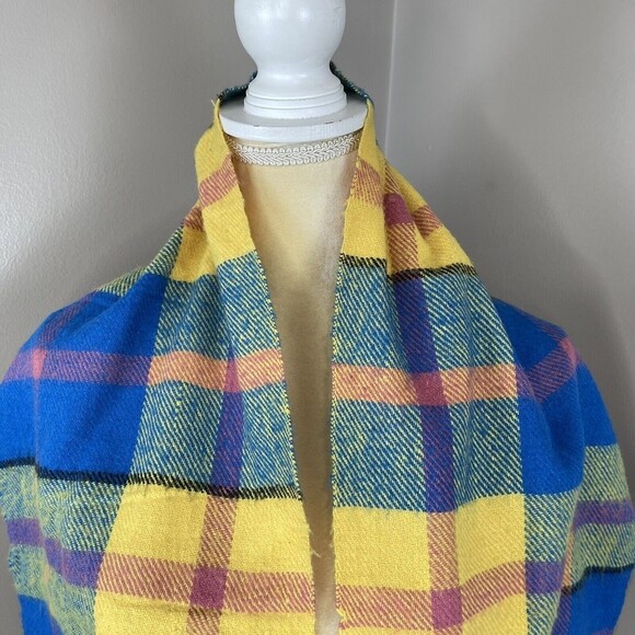 Mens Multicolored Plaid Flannel Fringe Scarf 50” x 12” Inches - Picture 5 of 6